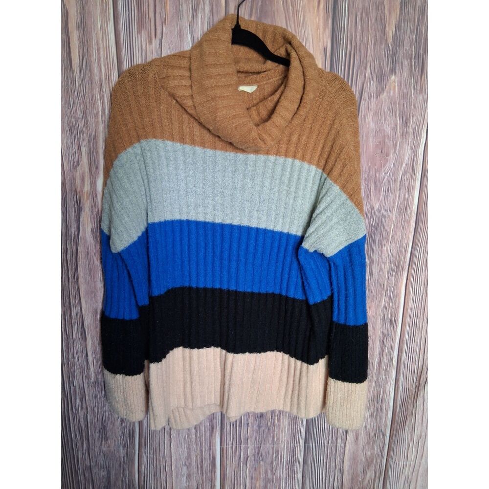Altar'd State colorblock cowl neck sweater stripped size medium fall cozy